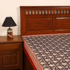 Bagru Hand Block Print Natural Dyed Cotton Single Bedsheet (90 x 60 in) 04