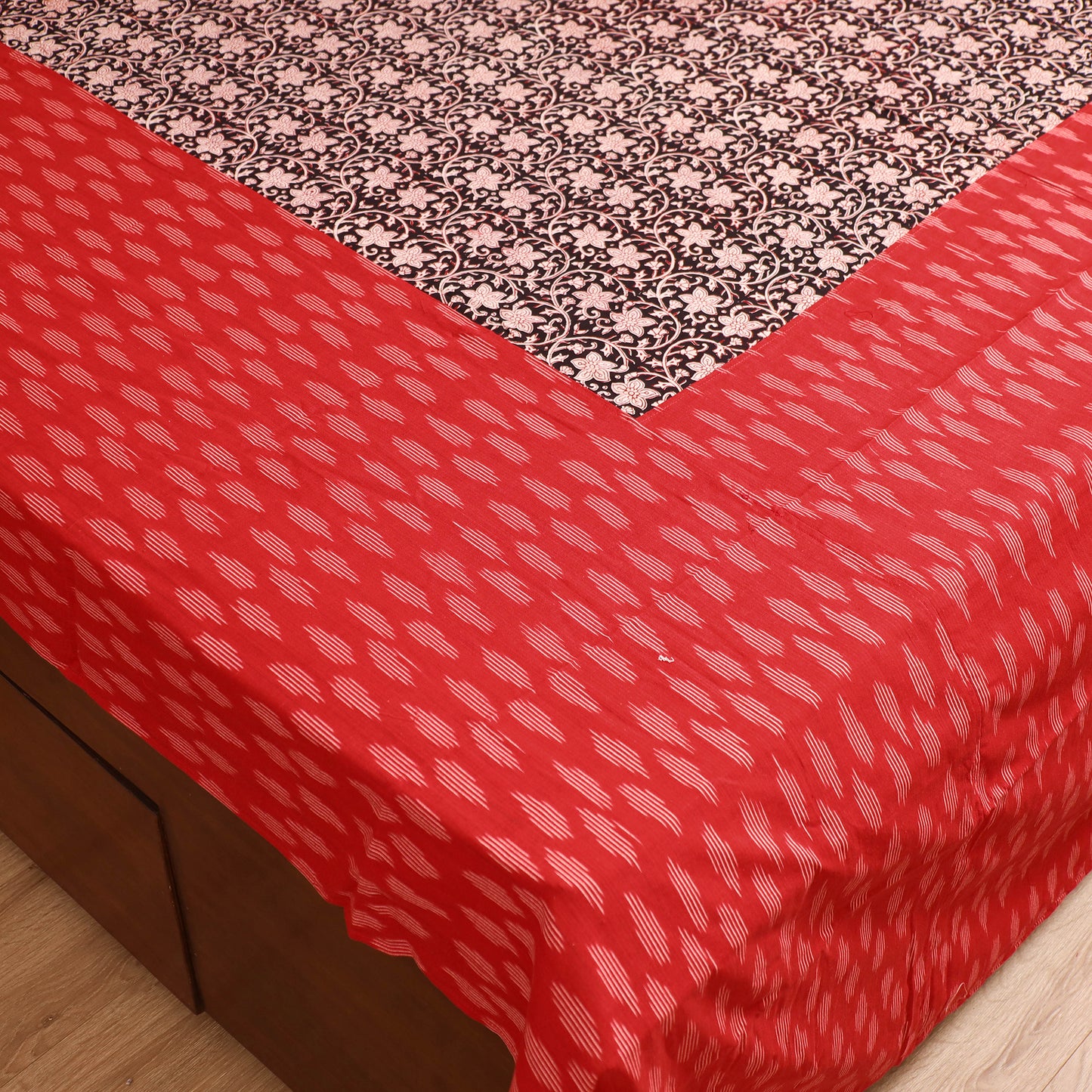 Pochampally Ikat with Bagh Patch Cotton Double Bedsheet Set (108 x 90 in) 36