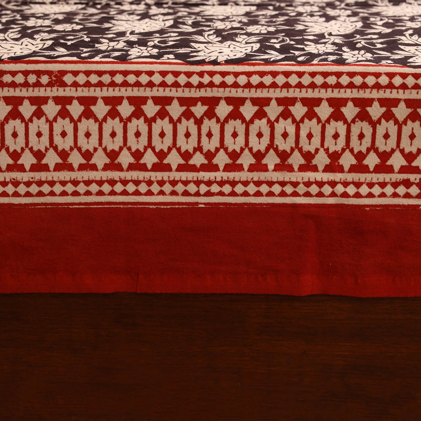 Bagru Hand Block Print Natural Dyed Cotton Single Bedsheet (90 x 60 in) 04