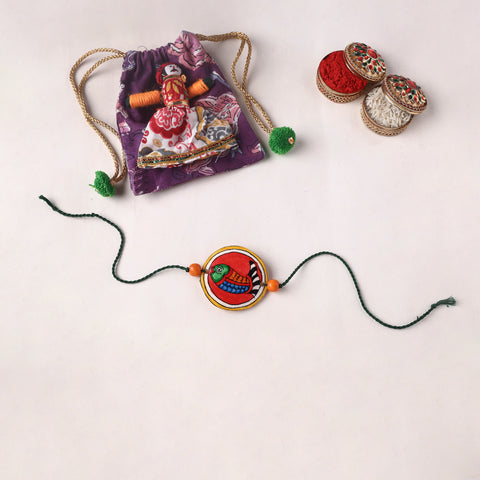 Handpainted Tholu Bommalata Leather Rakhi (Assorted) 10