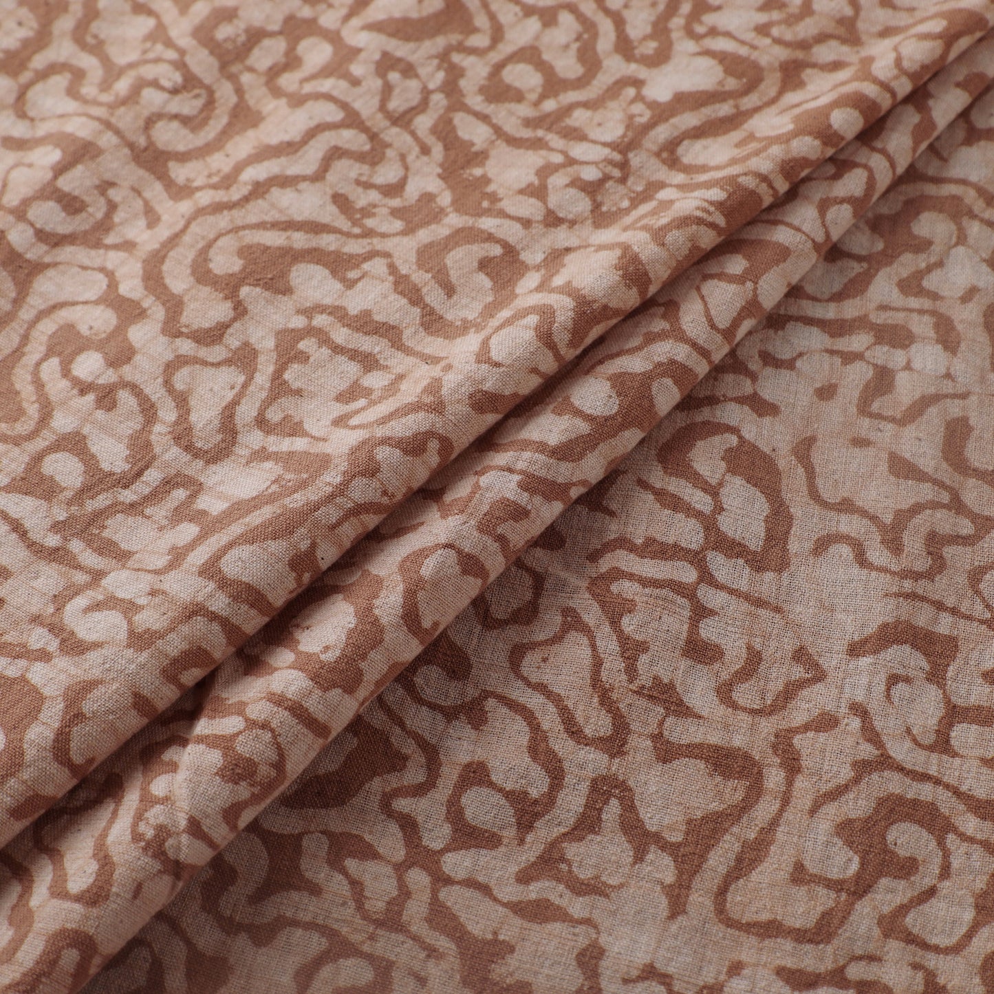 Brown - Authentic Kutch Hand Block Batik Print Pure Handwoven Natural Dyed Kala Cotton Fabric 12