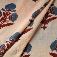 Beige - Ajrakh Hand Block Printed Mul Cotton Fabric