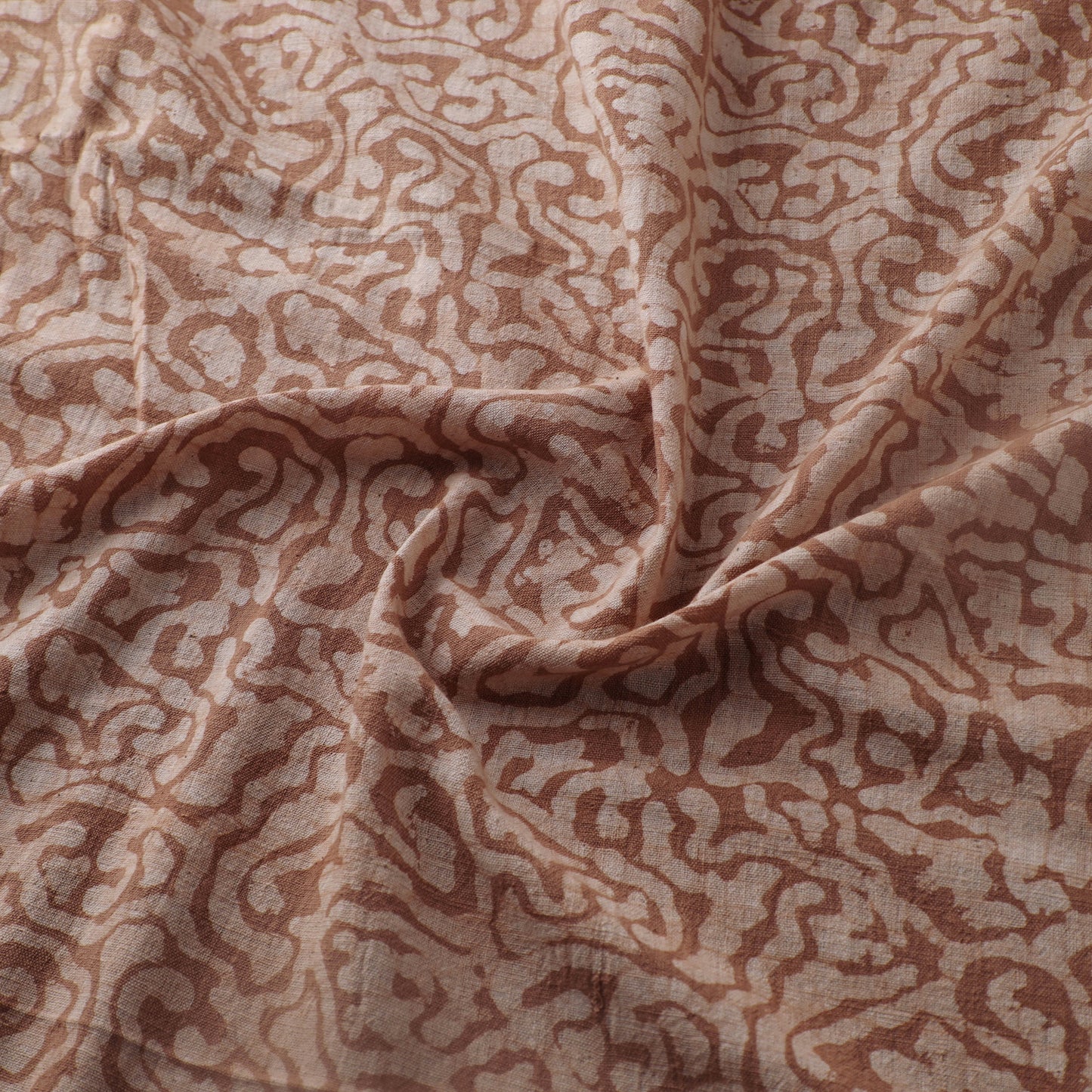 Brown - Authentic Kutch Hand Block Batik Print Pure Handwoven Natural Dyed Kala Cotton Fabric 12
