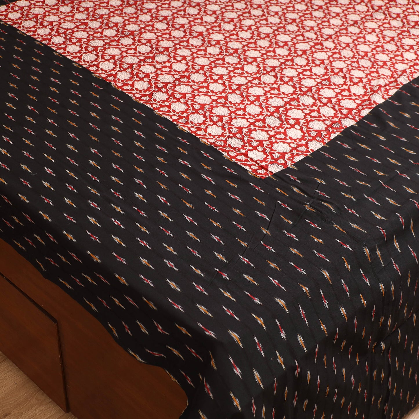 Pochampally Ikat with Bagh Patch Cotton Double Bedsheet Set (108 x 90 in) 37