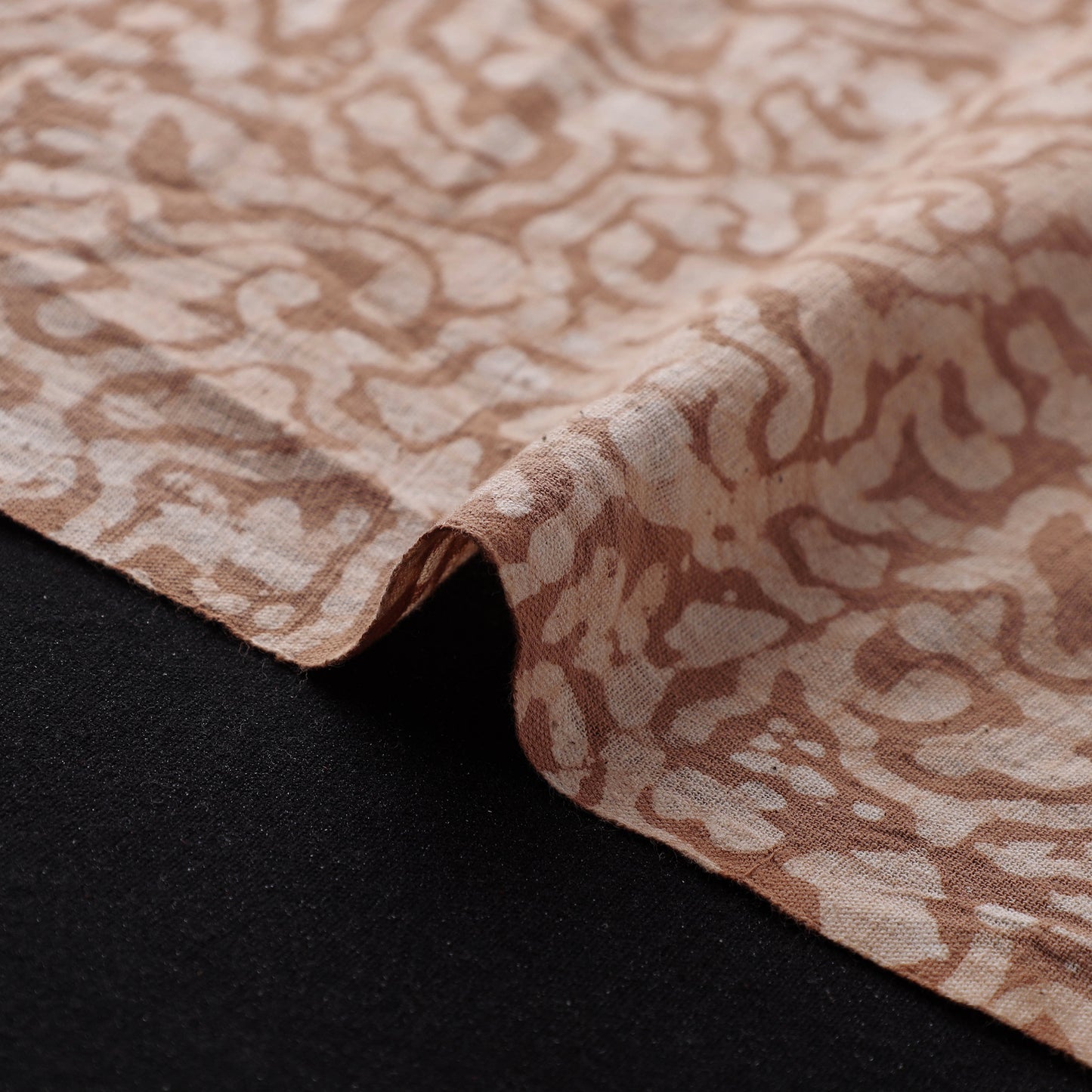 Brown - Authentic Kutch Hand Block Batik Print Pure Handwoven Natural Dyed Kala Cotton Fabric 12