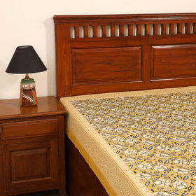 Bagru Hand Block Print Natural Dyed Cotton Single Bedsheet (90 x 60 in) 03