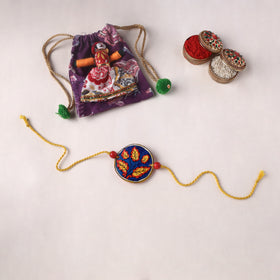 Leaf - Handpainted Tholu Bommalata Leather Rakhi (Assorted) 12