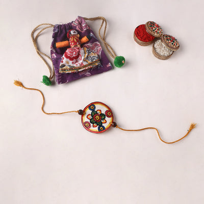 Handpainted Tholu Bommalata Leather Rakhi (Assorted) 13