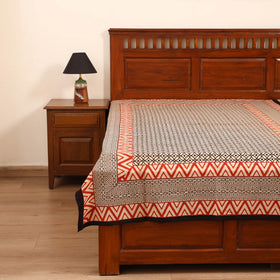 Bagru Hand Block Print Natural Dyed Cotton Single Bedsheet (90 x 60 in) 02
