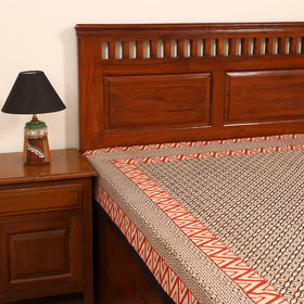 Bagru Hand Block Print Natural Dyed Cotton Single Bedsheet (90 x 60 in) 02