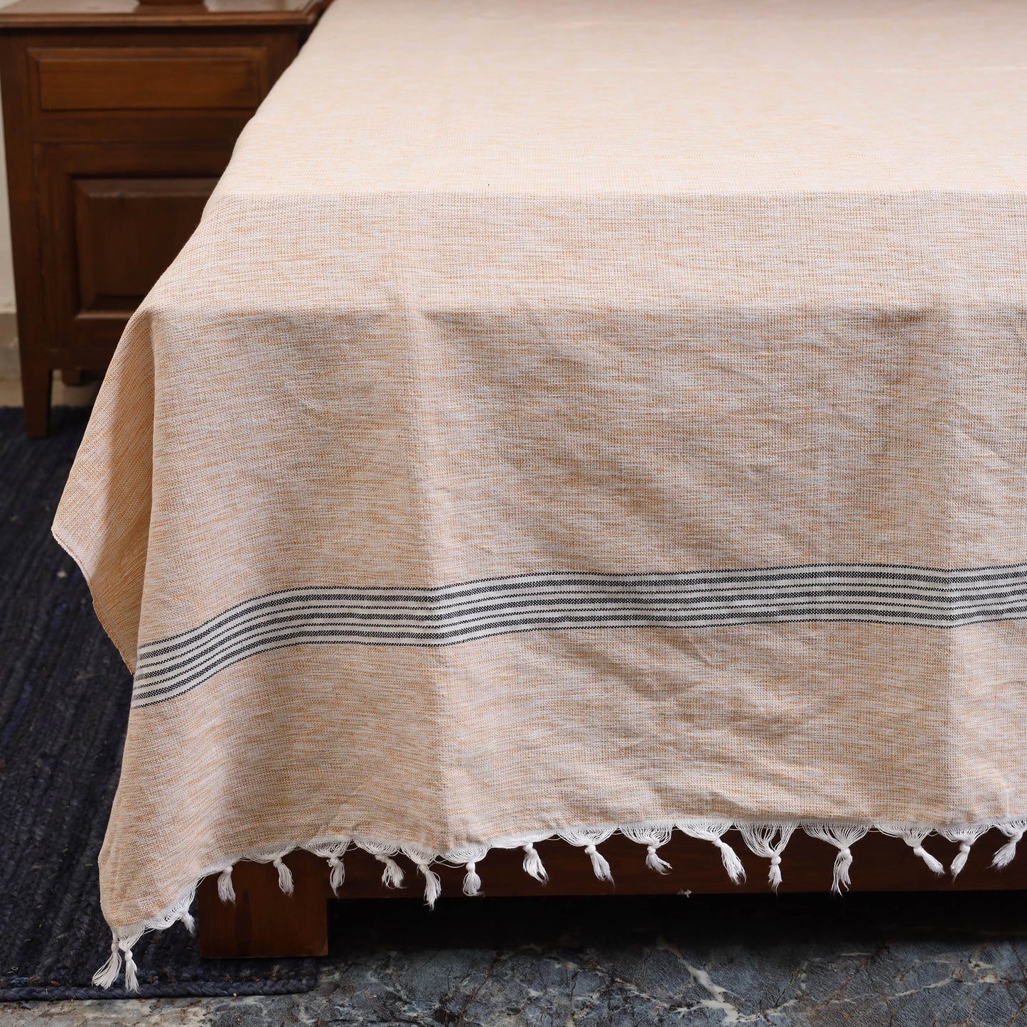 Orange - double handloom cotton bed sheet (108 x 90 in) 04