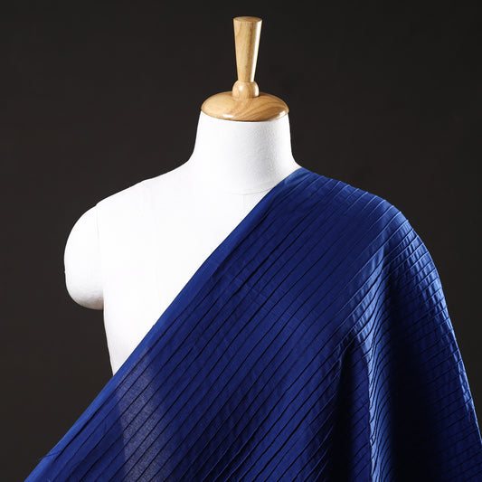 Blue - Pintuck Plain Pure Cotton Fabric