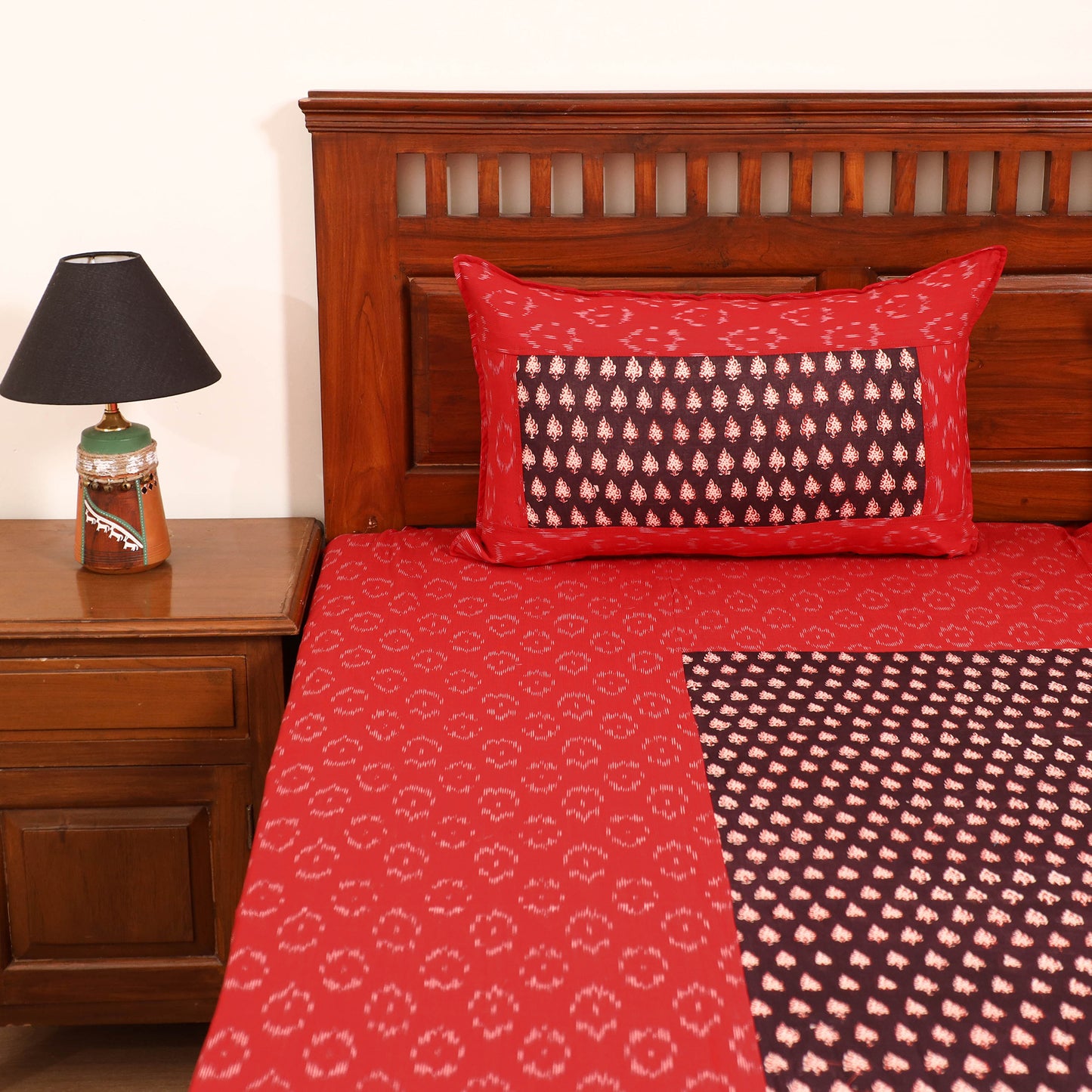 Pochampally Ikat with Bagh Patch Cotton Double Bedsheet Set (108 x 90 in) 39