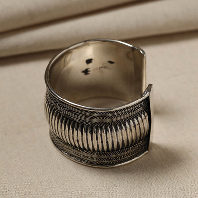 Antique Finish Oxidised German Silver Cuff Bracelet (Adjustable)