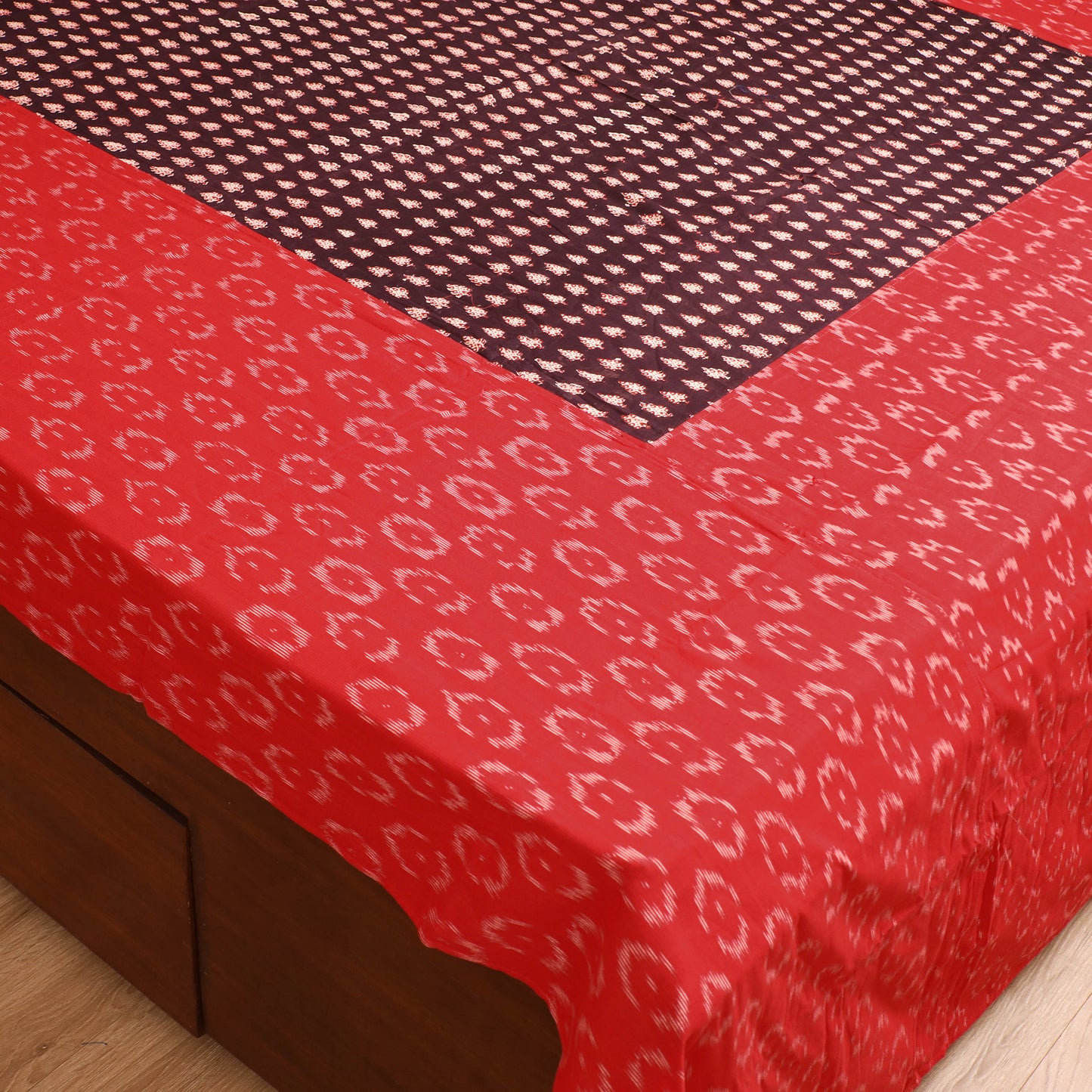Pochampally Ikat with Bagh Patch Cotton Double Bedsheet Set (108 x 90 in) 39