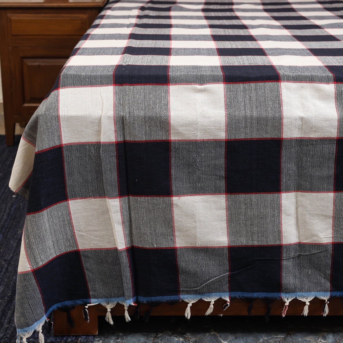 Black - double handloom cotton bed sheet (108 x 90 in) 05