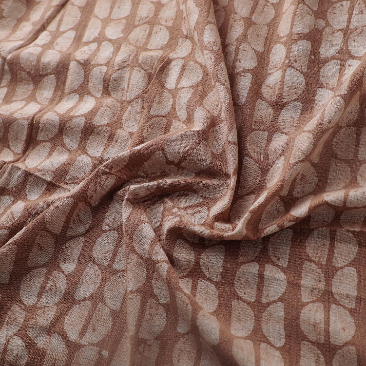 Brown - Authentic Kutch Hand Block Batik Print Pure Handwoven Natural Dyed Kala Cotton Fabric 15