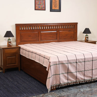 Pink - double handloom cotton bed sheet (108 x 90 in) 06