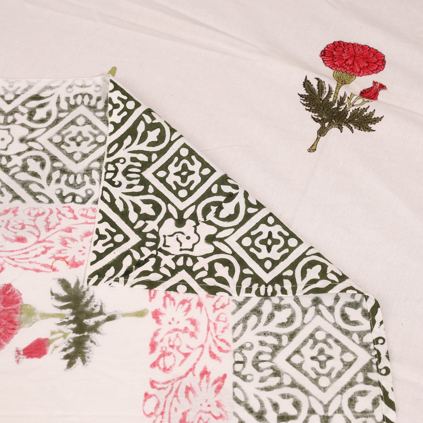 Sanganeri Hand Block Print Cotton Single Bedsheet (90 x 60 in) 01