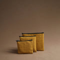 Yellow Handmade Cotton Multipurpose Utility Pouches (set of 3)