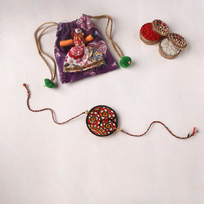 Flower - Handpainted Tholu Bommalata Leather Rakhi (Assorted) 19