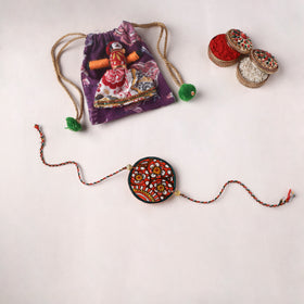 Flower - Handpainted Tholu Bommalata Leather Rakhi (Assorted) 19