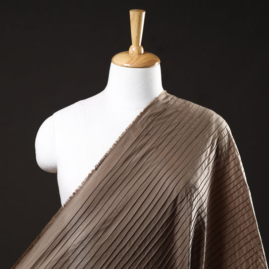Brown - Pintuck Plain Pure Cotton Fabric