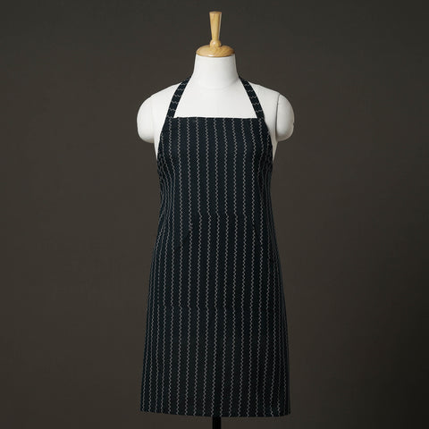 Black Jacquard Weaving Cotton Apron with Pocket 