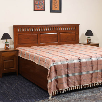 Brown - double handloom cotton bed sheet (108 x 90 in) 07