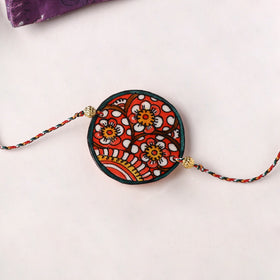 Flower - Handpainted Tholu Bommalata Leather Rakhi (Assorted) 19