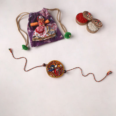 Peacocks - Handpainted Tholu Bommalata Leather Rakhi (Assorted) 22
