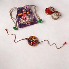 Peacocks - Handpainted Tholu Bommalata Leather Rakhi (Assorted) 22