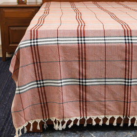 Brown - double handloom cotton bed sheet (108 x 90 in) 07