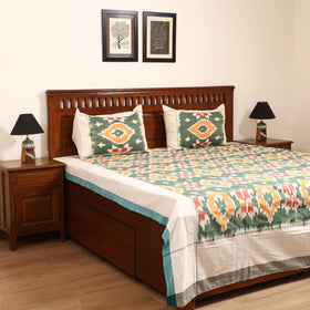 Pochampally Ikat Weave Cotton Double Bedsheet Set (108 x 90 in) 35