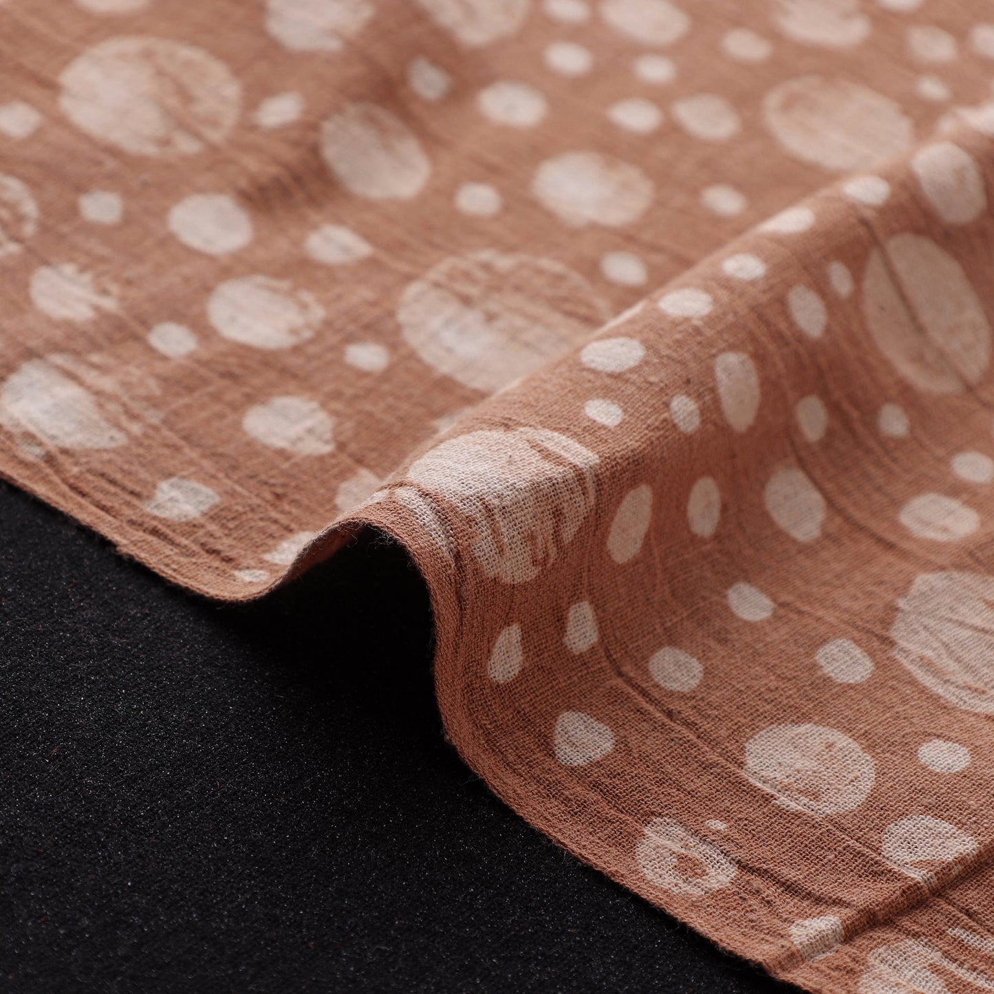 Brown - Authentic Kutch Hand Block Batik Print Pure Handwoven Natural Dyed Kala Cotton Fabric 17