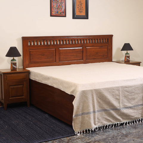 Brown - double handloom cotton bed sheet (108 x 90 in) 17