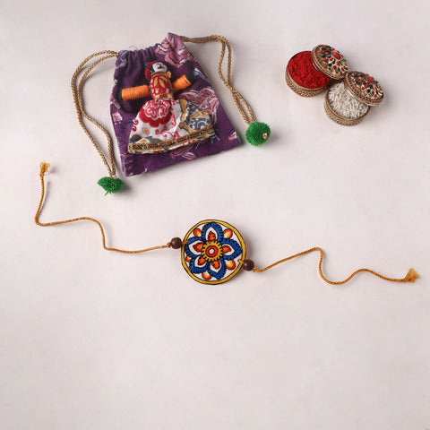 Handpainted Tholu Bommalata Leather Rakhi (Assorted) 25