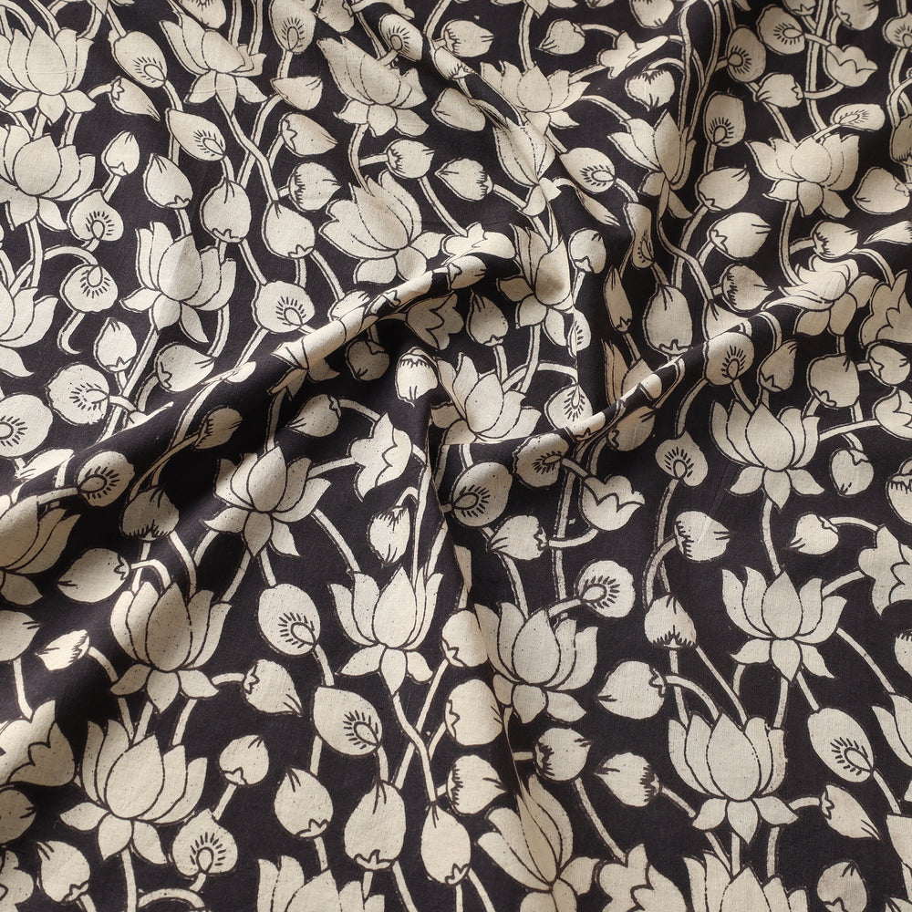 Black - Kalamkari Printed Cotton Fabric