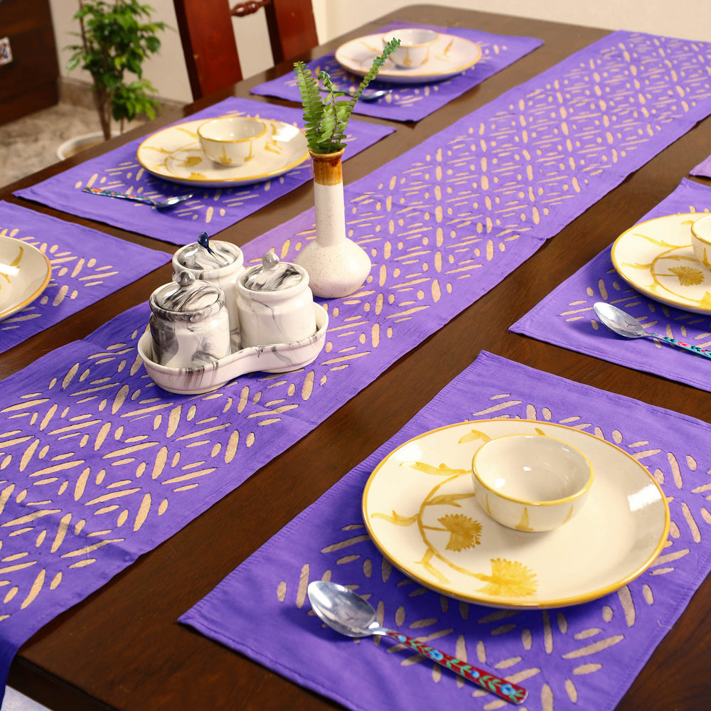 Applique Cut Work Table Runner with Table Mat Set 29