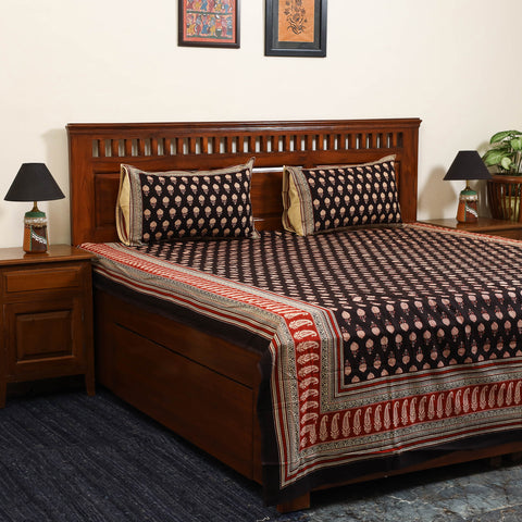 Black - cotton double bagru bed sheet set (108 x 90 in) 02