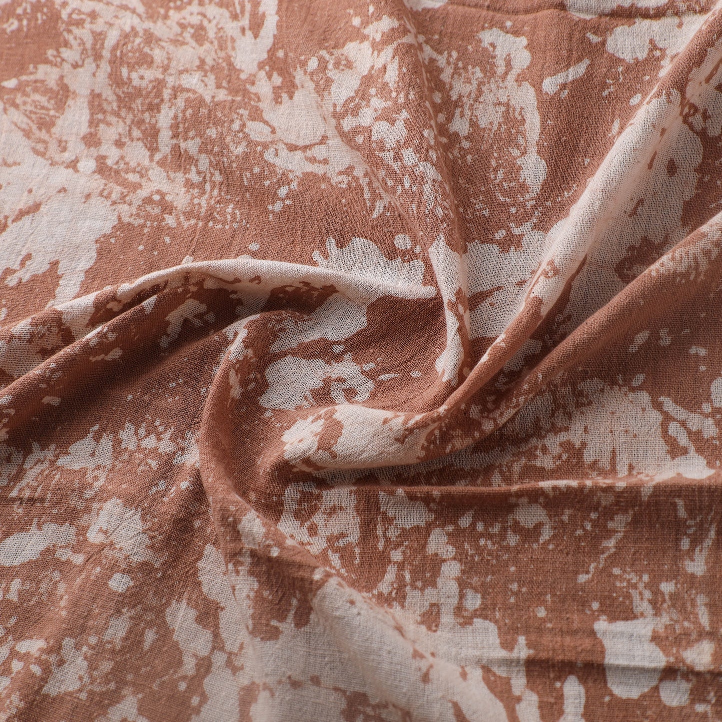 Brown - Authentic Kutch Hand Block Batik Print Pure Handwoven Natural Dyed Kala Cotton Fabric 19