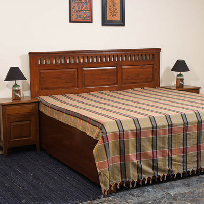 Brown - double handloom cotton bed sheet (108 x 90 in) 10