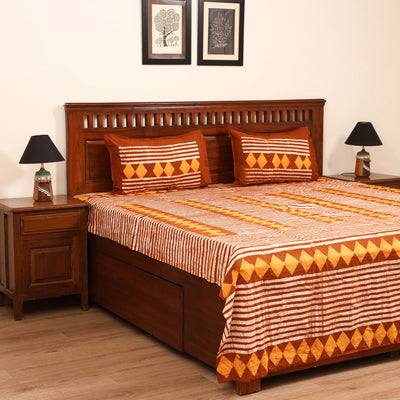 Hand Block Batik Print Cotton Double Bedsheet Set (108 x 90 in) 03