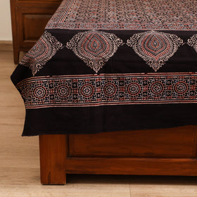 Ajrakh Hand Block Print Natural Dyed Cotton Single Bed Sheet (90 x 60 in) 01