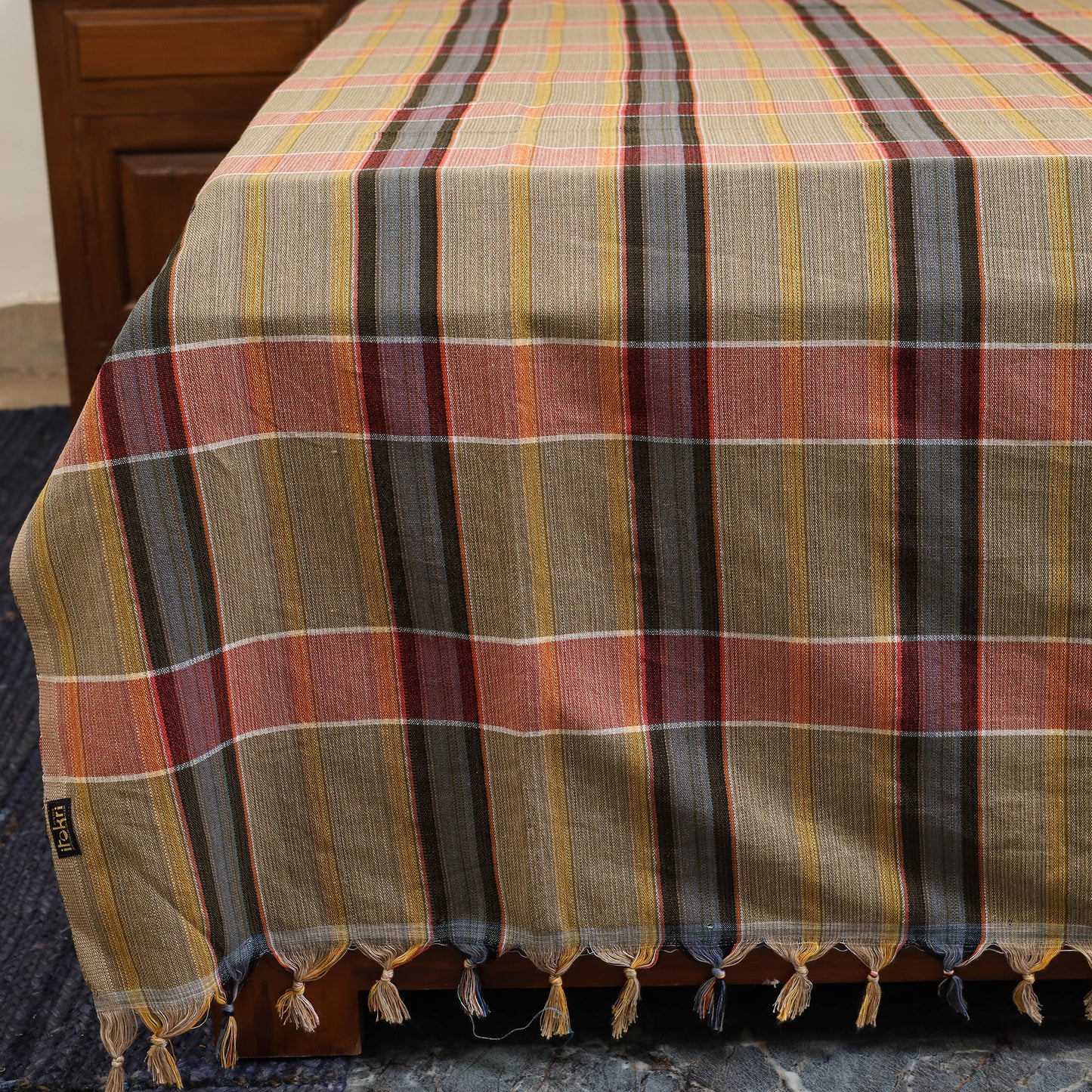 Brown - double handloom cotton bed sheet (108 x 90 in) 10