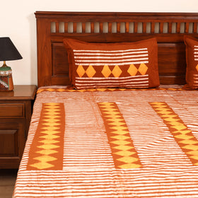 Hand Block Batik Print Cotton Double Bedsheet Set (108 x 90 in) 03