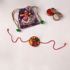 Flower - Handpainted Tholu Bommalata Leather Rakhi (Assorted) 28