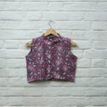 Buy Purple Block Print Cotton Sanganeri Stitched Blouse