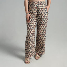 Buy Block Printed Cotton Pedana Kalamkari Palazzo