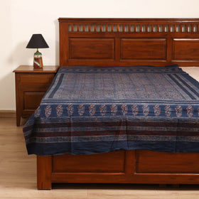 Ajrakh Hand Block Print Natural Dyed Cotton Single Bed Sheet (90 x 60 in) 02